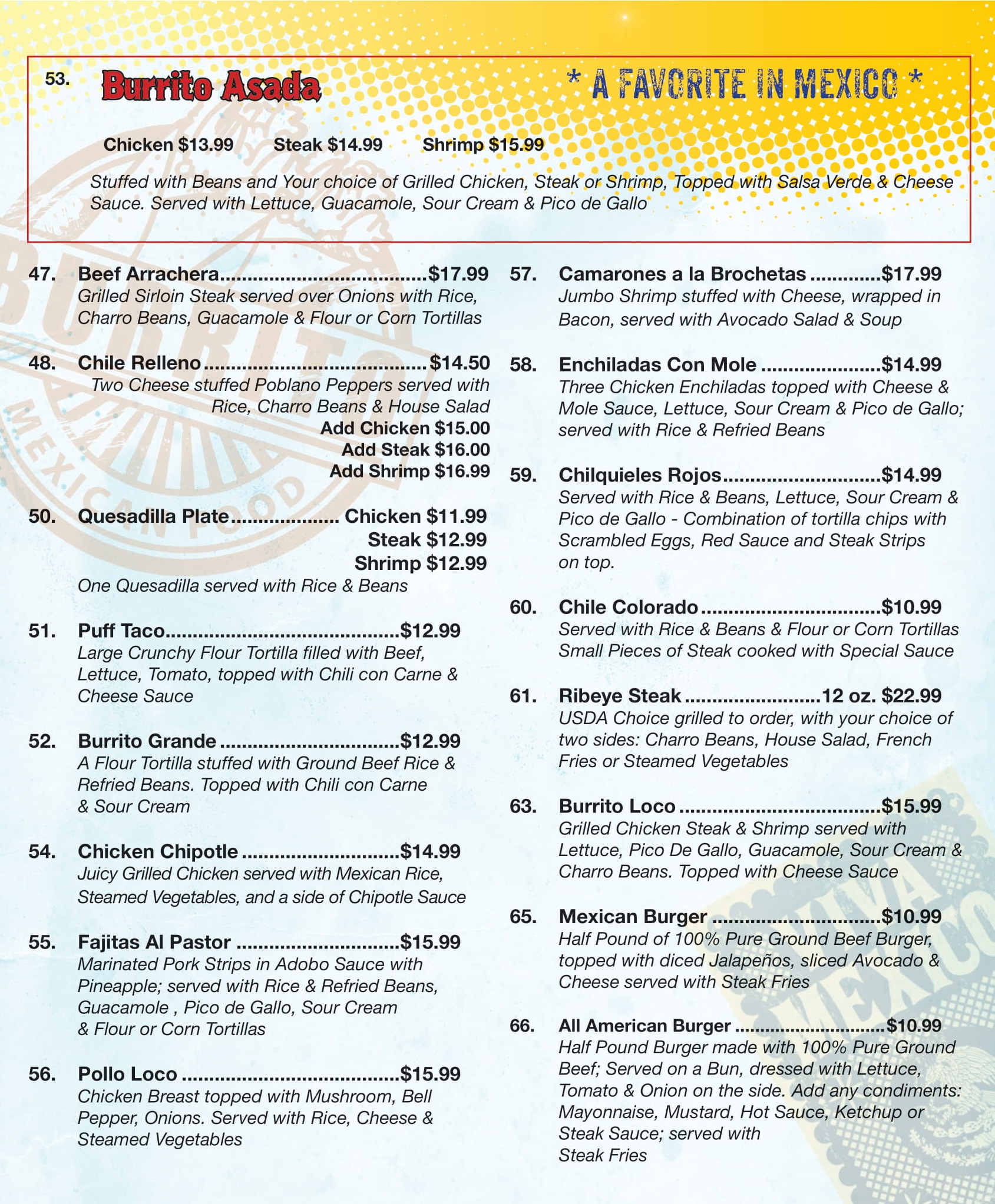 EL PASO MENU El Paso Mexican Grill