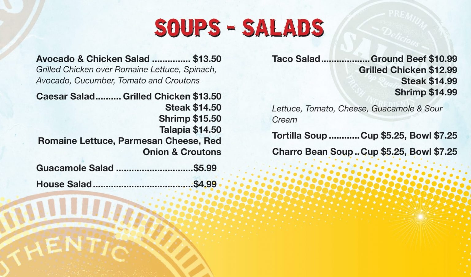 Salads El Paso Mexican Grill