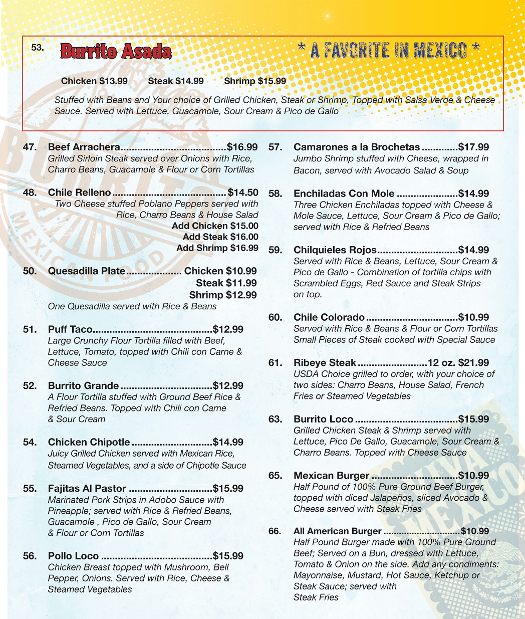 EL PASO MENU El Paso Mexican Grill